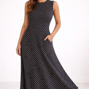 Liz Claiborne Black and White Polka Dot Midi Dress